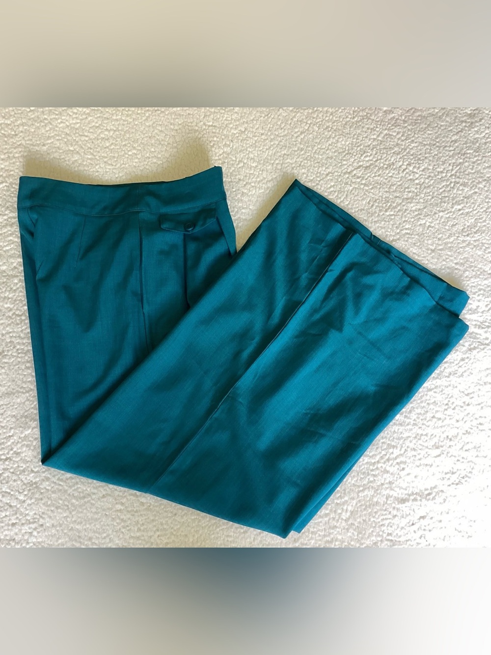 Flying Tomato Teal Wide Leg Trousers Medium High Rise Quiet Luxury Y2K
